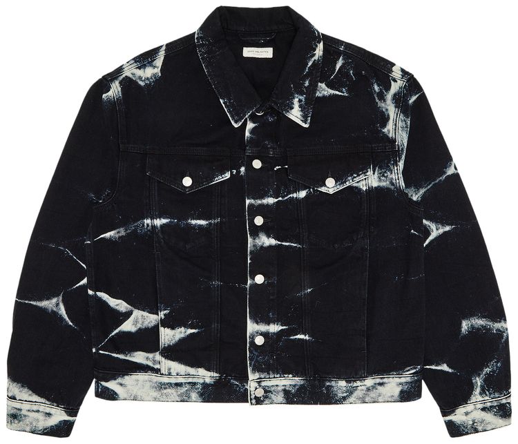 Pre Owned Dries Van Noten Vuskin Printed Denim Jacket Black From the Closet of Pusha T