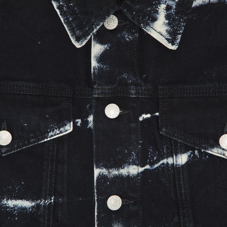 Pre Owned Dries Van Noten Vuskin Printed Denim Jacket Black From the Closet of Pusha T