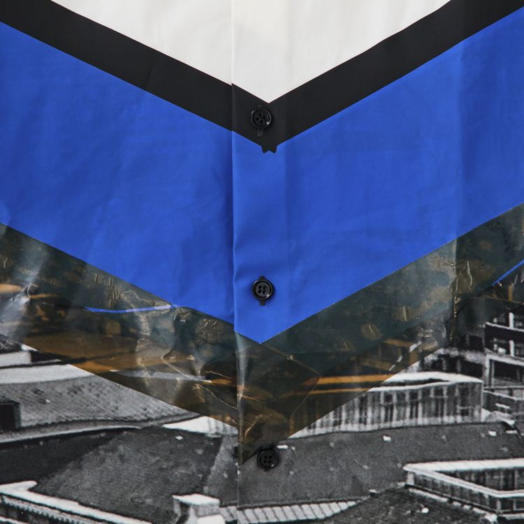 Pre Owned Dries Van Noten Cassidye Button Down Short Sleeve Shirt Blue From the Closet of Pusha T