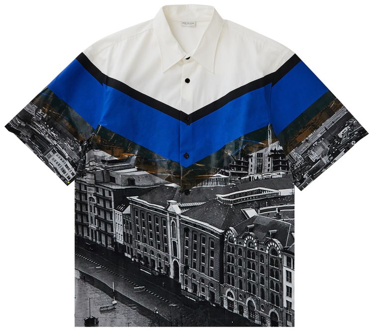 Pre Owned Dries Van Noten Cassidye Button Down Short Sleeve Shirt Blue From the Closet of Pusha T