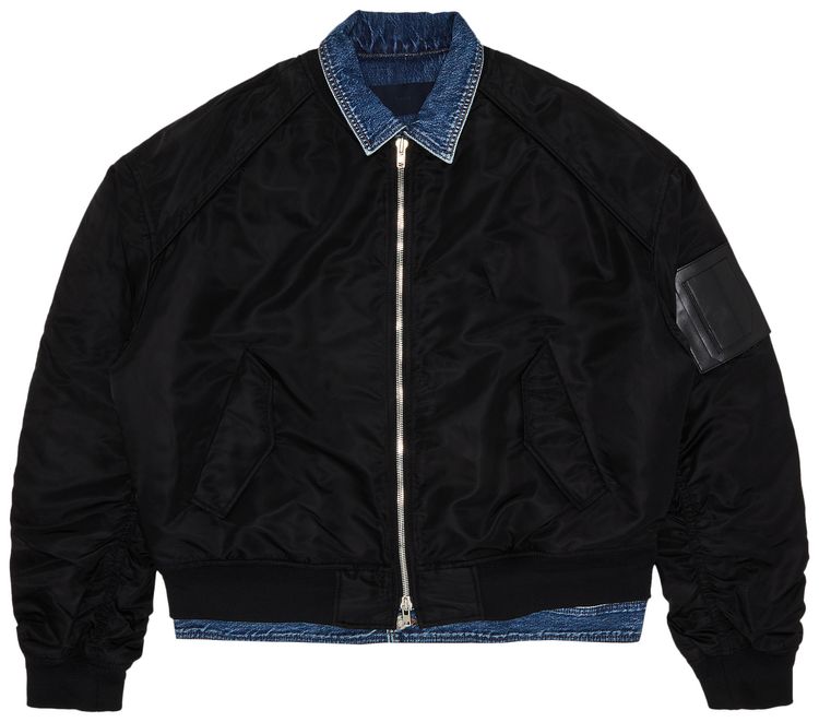 Pre Owned JUUNJ Padded Denim Trucker Bomber Black From the Closet of Pusha T
