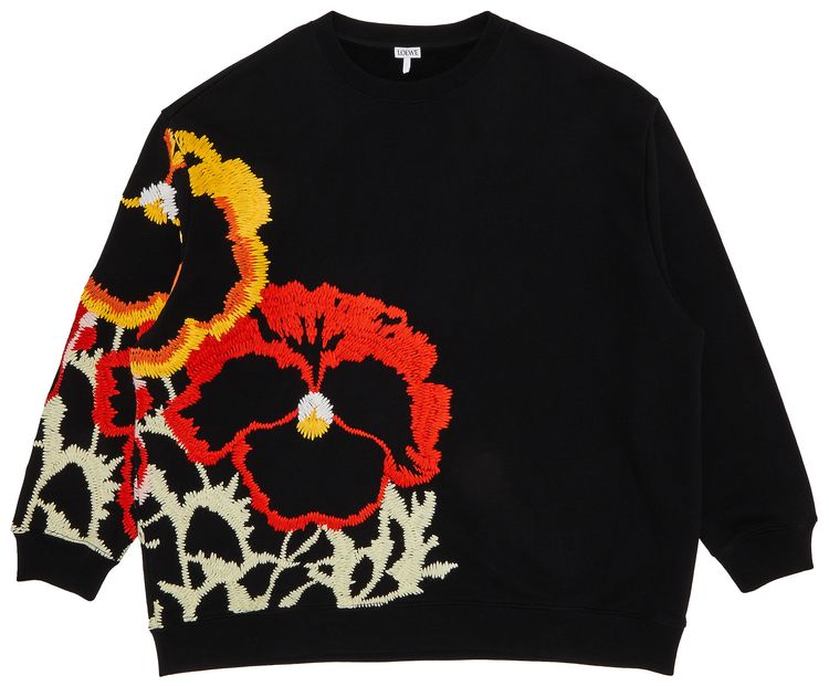 Pre Owned Loewe Pansies Embroidered Crewneck Sweater Black From the Closet of Pusha T