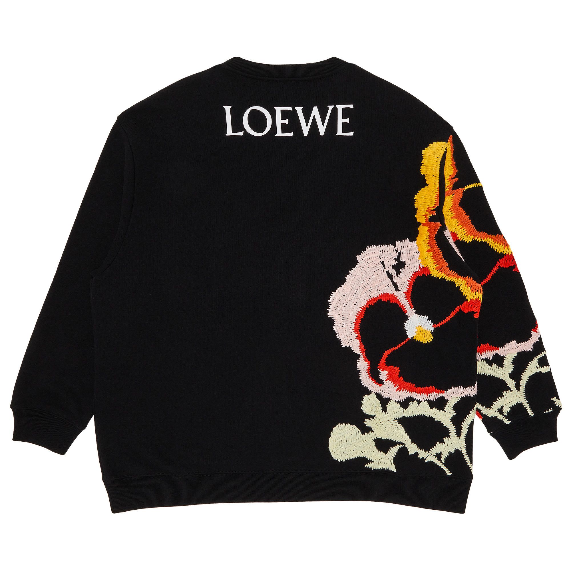 限定品☆LOEWE Pansies Embroidery Sweatshir Loewe Black Pansies Embroidered Sweatshirt Loewe