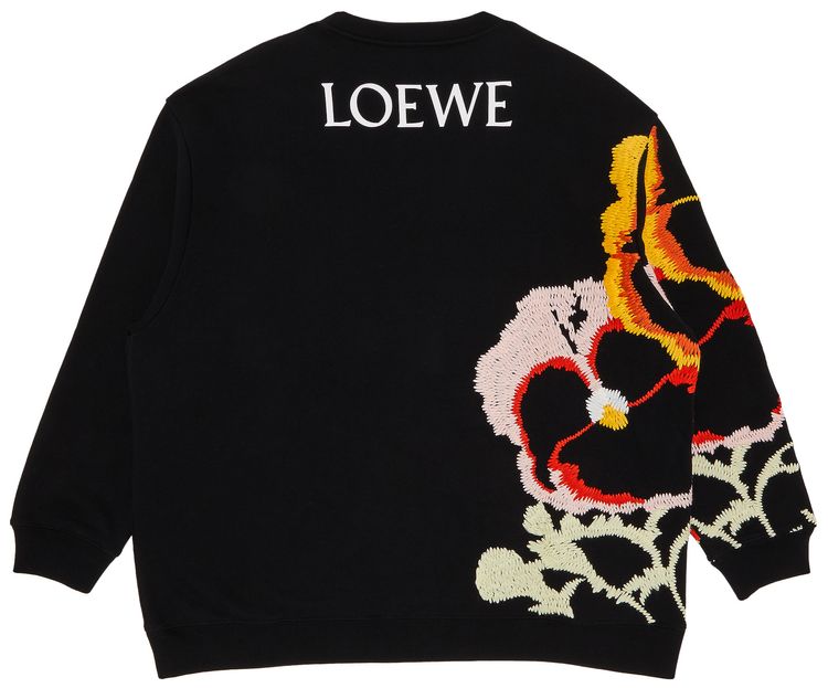 Pre Owned Loewe Pansies Embroidered Crewneck Sweater Black From the Closet of Pusha T