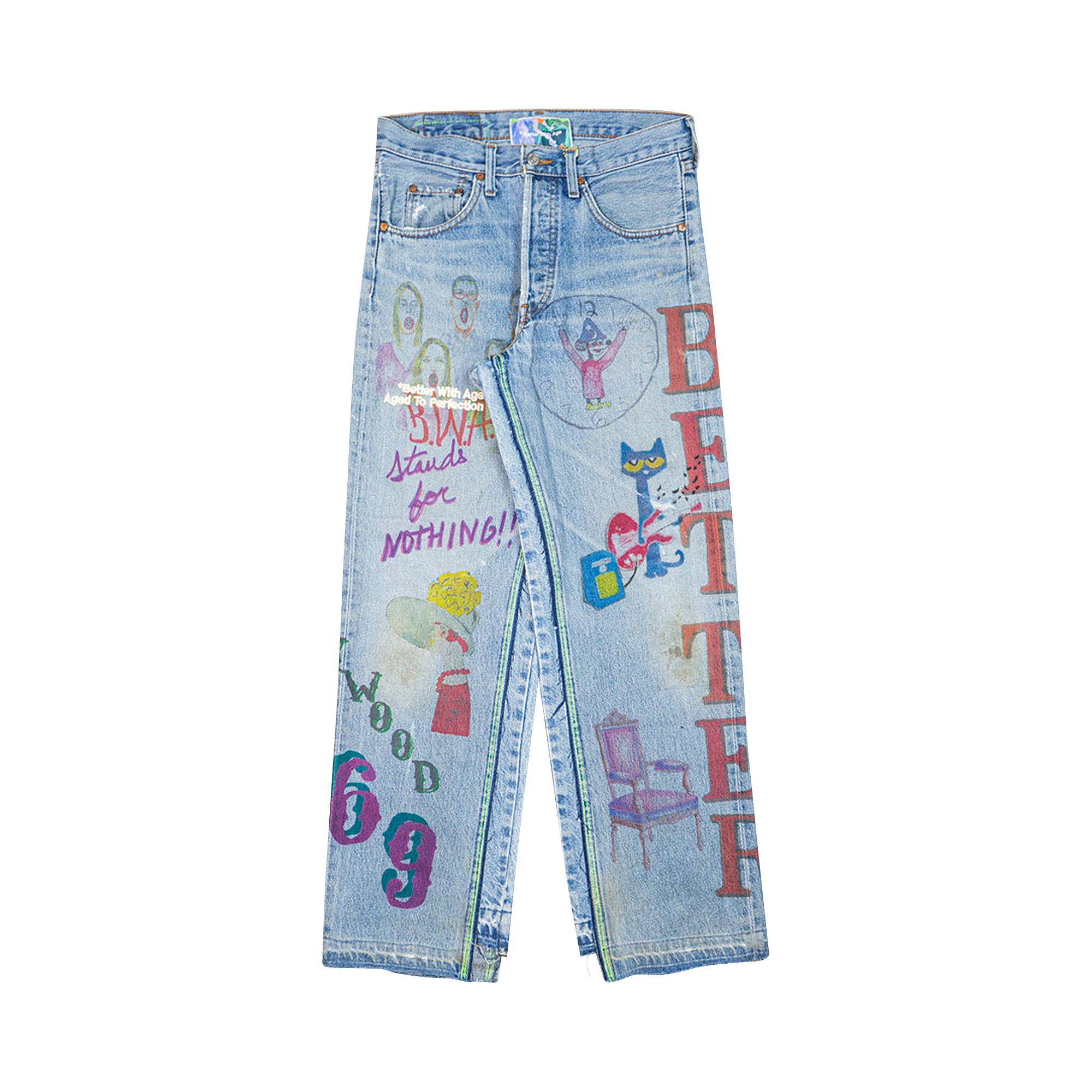 メンズ bate post WASHED AGING DENIM PANTS