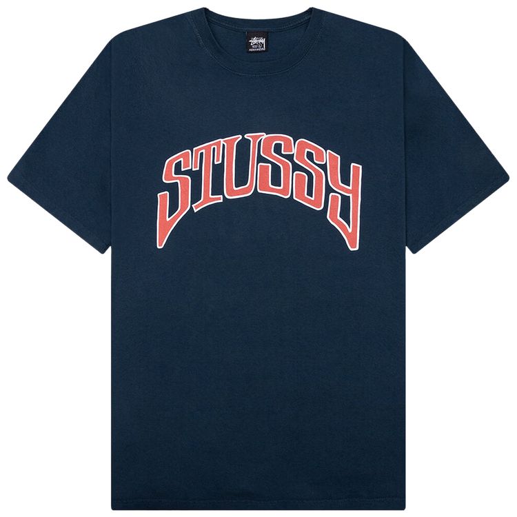 Stussy Arched Pigment Dyed T Shirt Navy