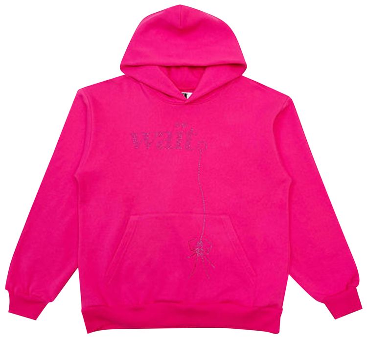 Sp5der Wait Stone Rhinestone Hoodie PInk