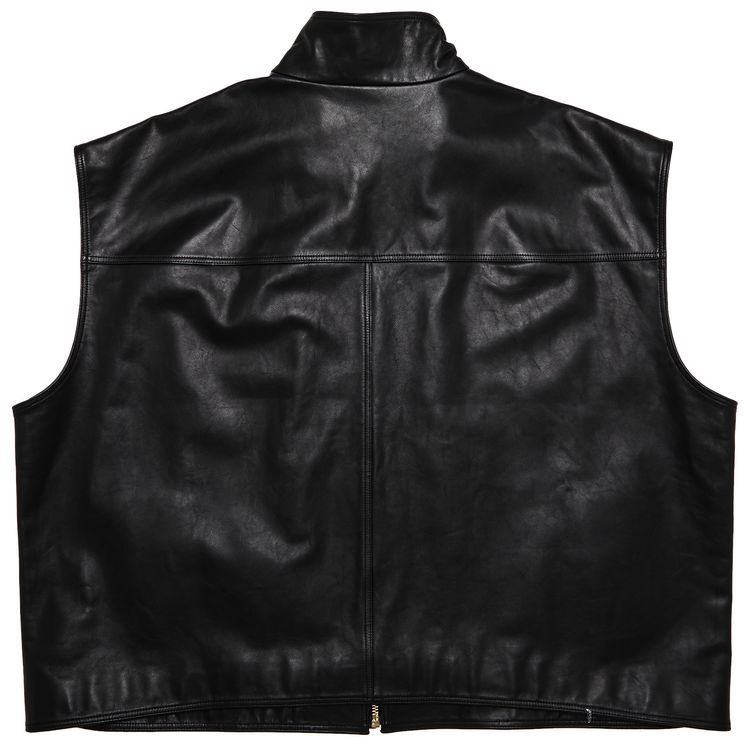 Willy Chavarria Belted Leather Vest Black