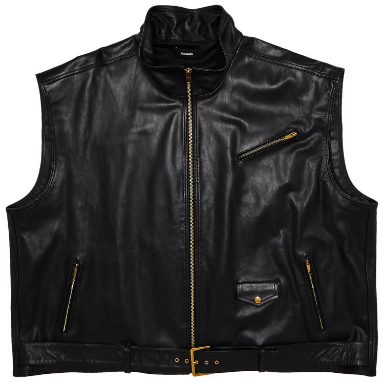 Willy Chavarria Belted Leather Vest Black