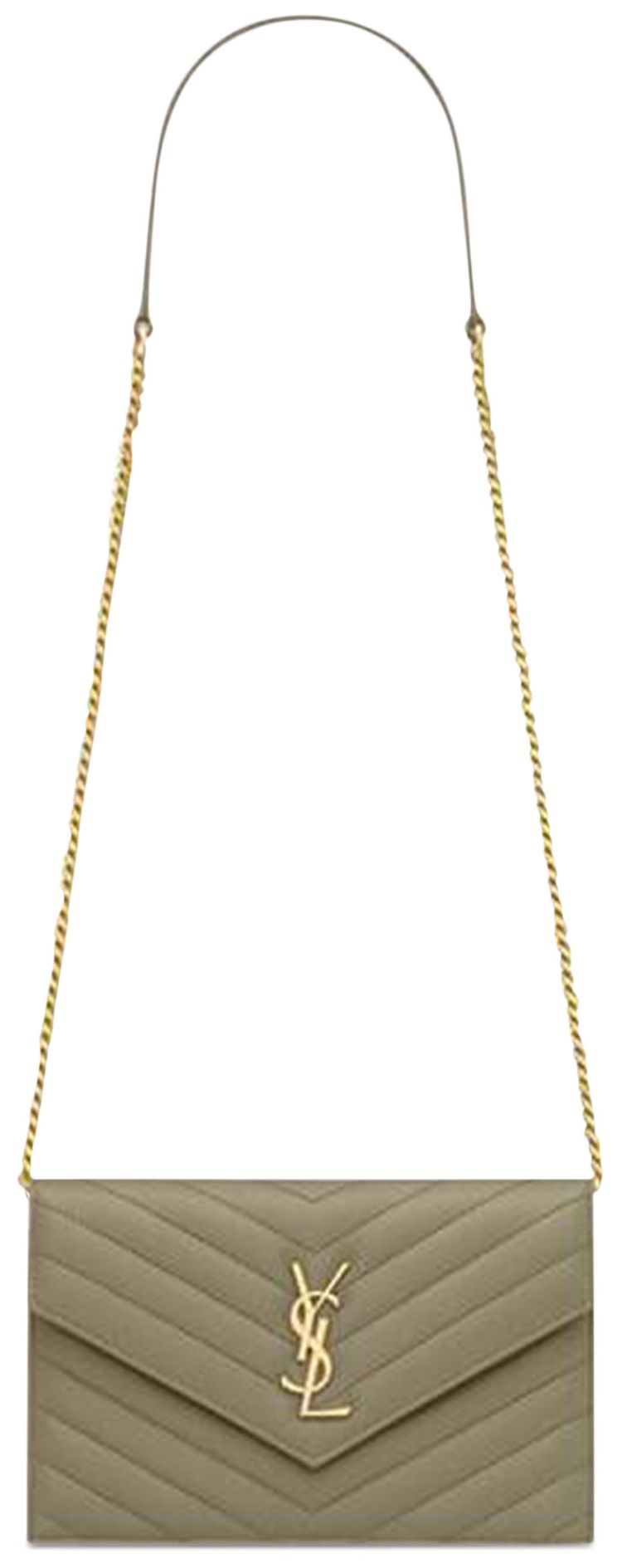 Saint Laurent Envelope Chain Wallet Strong Moss