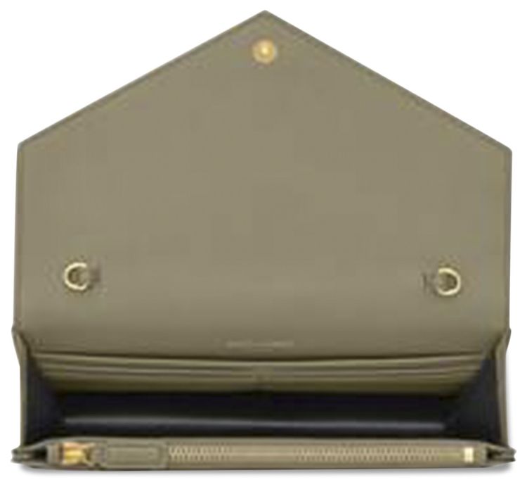 Saint Laurent Envelope Chain Wallet Strong Moss