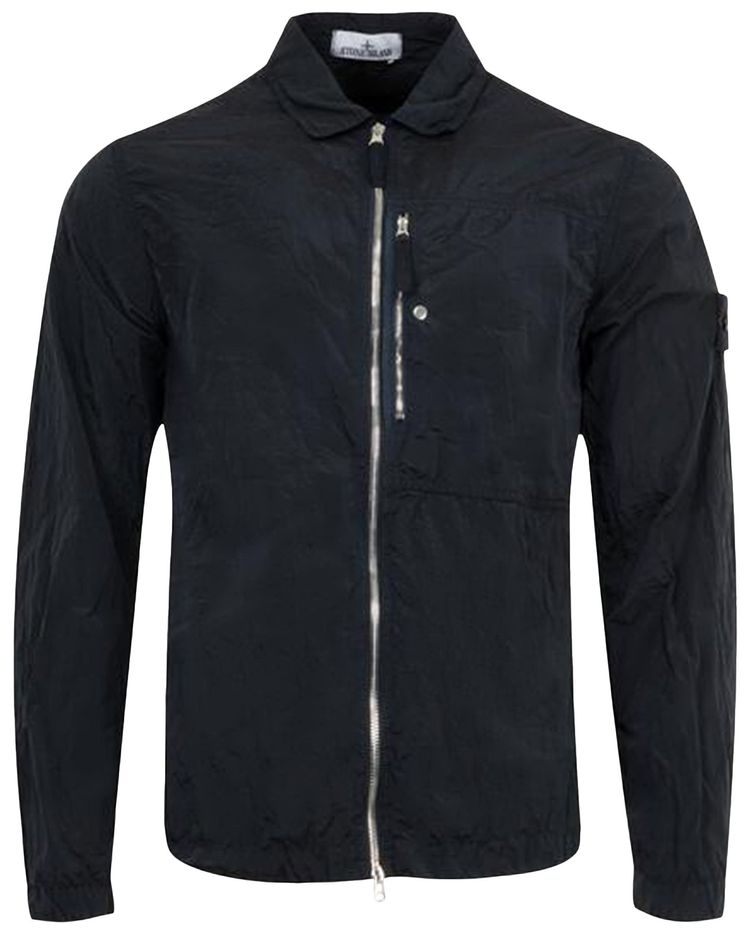 Stone Island Logo Patch Overshirt Navy