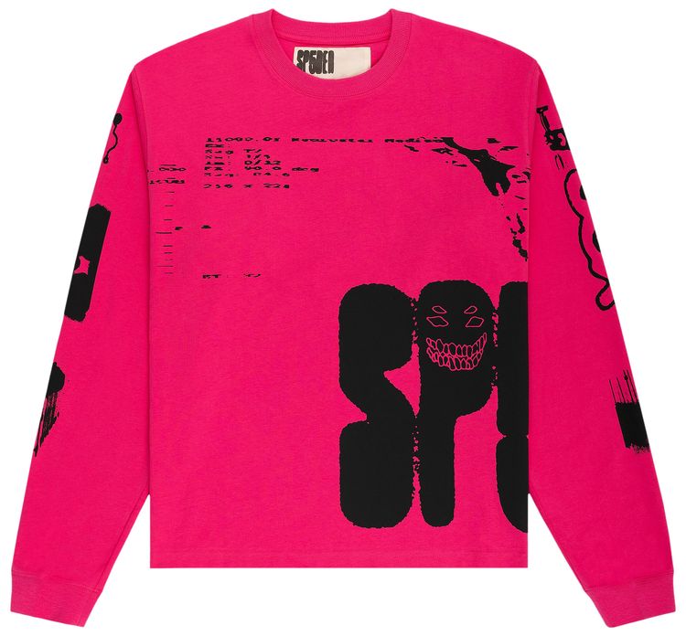 Sp5der X Ray Long Sleeve Tee Pink