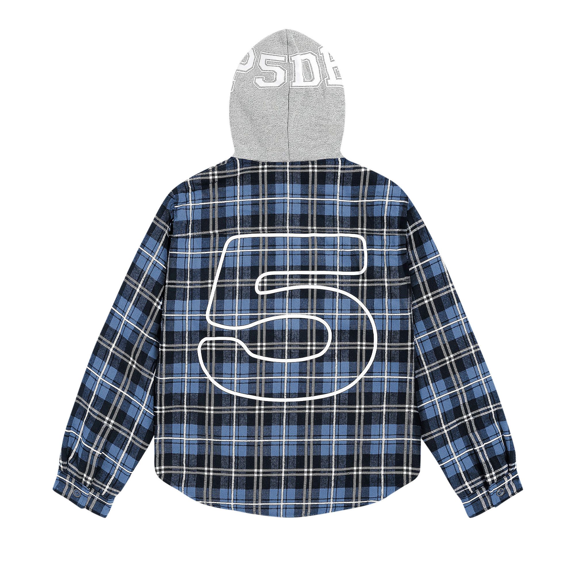 Buy Sp5der Hooded Zip Flannel Shirt Jacket 'Blue Plaid' - 02406