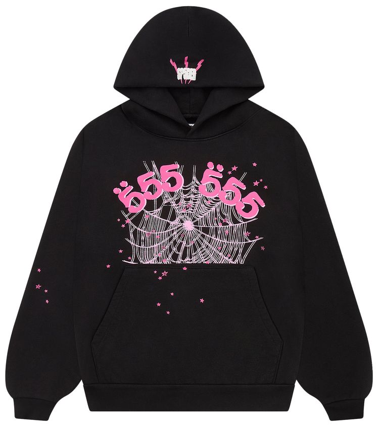Sp5der Angel Number Hoodie Black