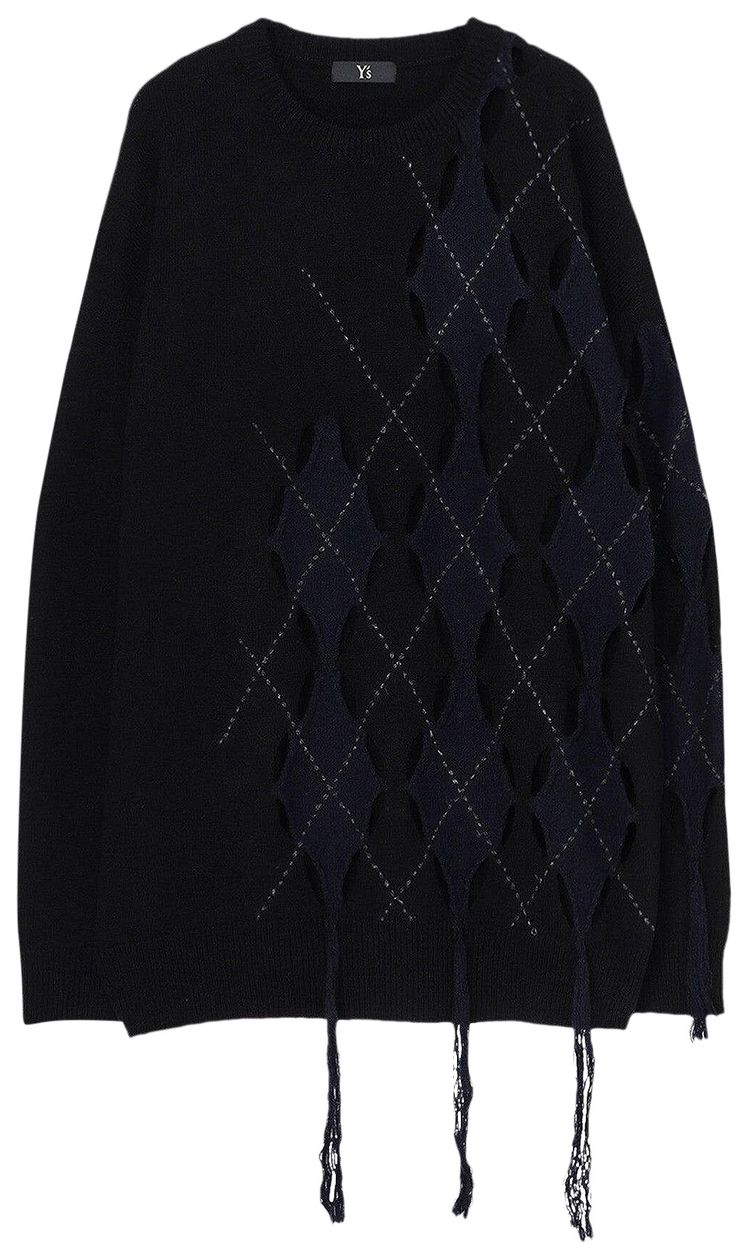 Ys Irregular Argyle Big Knitwear Black