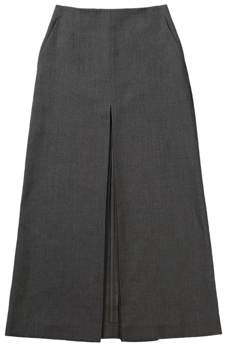 Auralee Kid Mohair Hop Sack Slit Skirt Top Charcoal