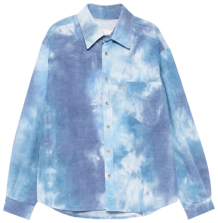 ERL Tie Dye Corduroy Shirt Blue