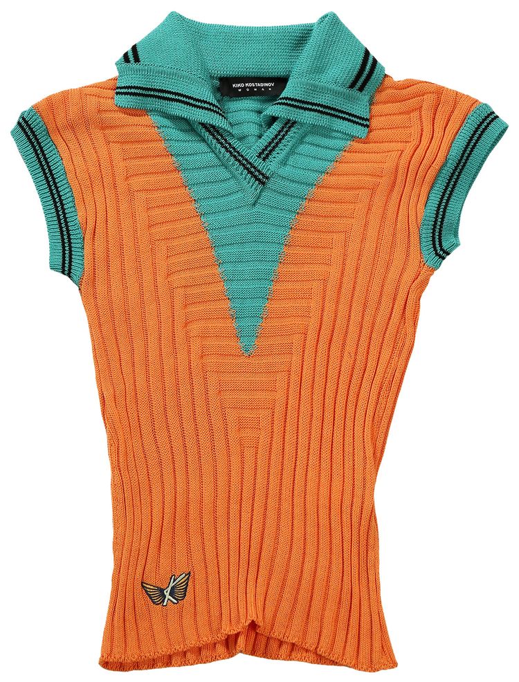 Kiko Kostadinov Quimby Sleeveless Knit Polo Amber GlowLagoon