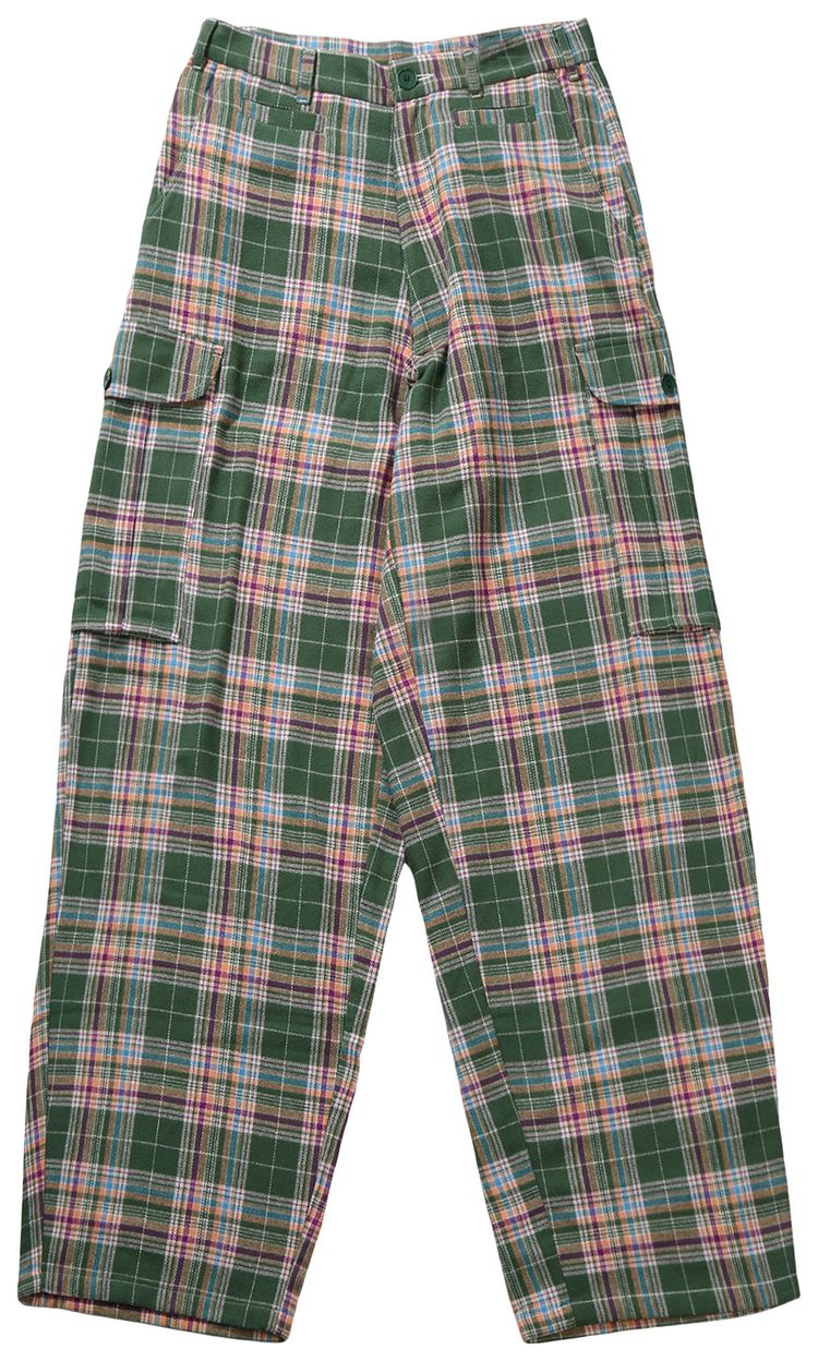 Sky High Farm Workwear Flannel Cargo Pants Green