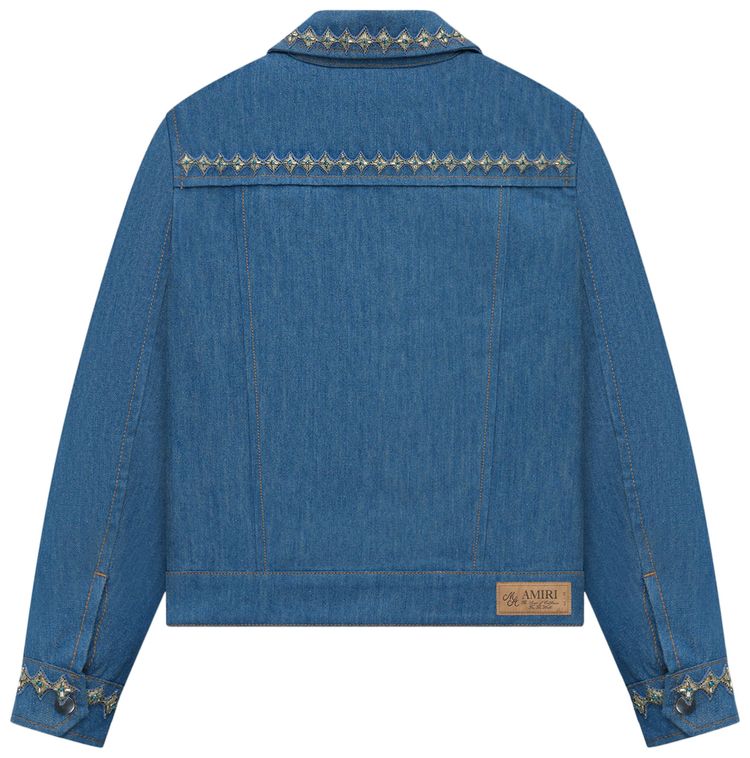 Amiri Crystal Pleated Cadet Jacket Retro Indigo
