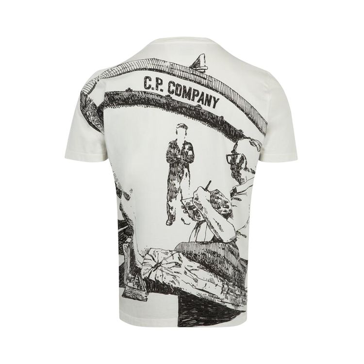 CP Company Artwork Logo T Shirt Gauze White