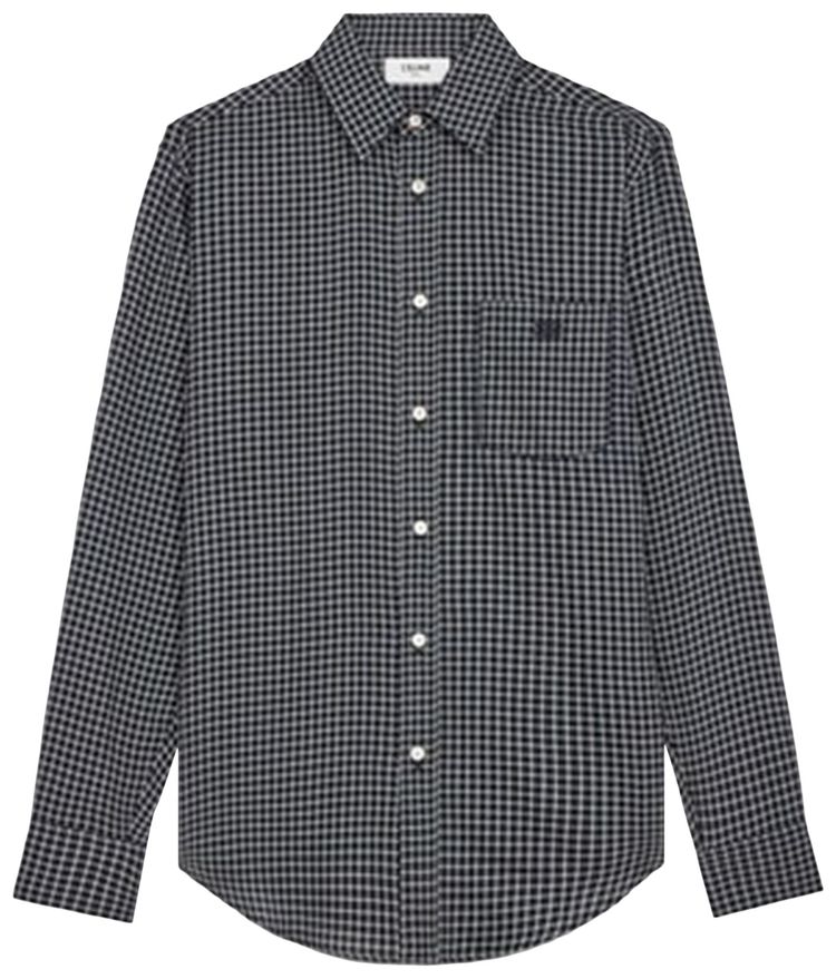 CELINE Check Loose Long Sleeve Shirt NavyCraieVert