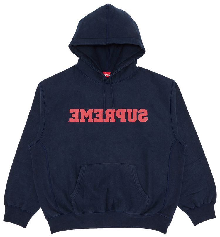 Supreme Reverse Hooded Sweatshirt Navy