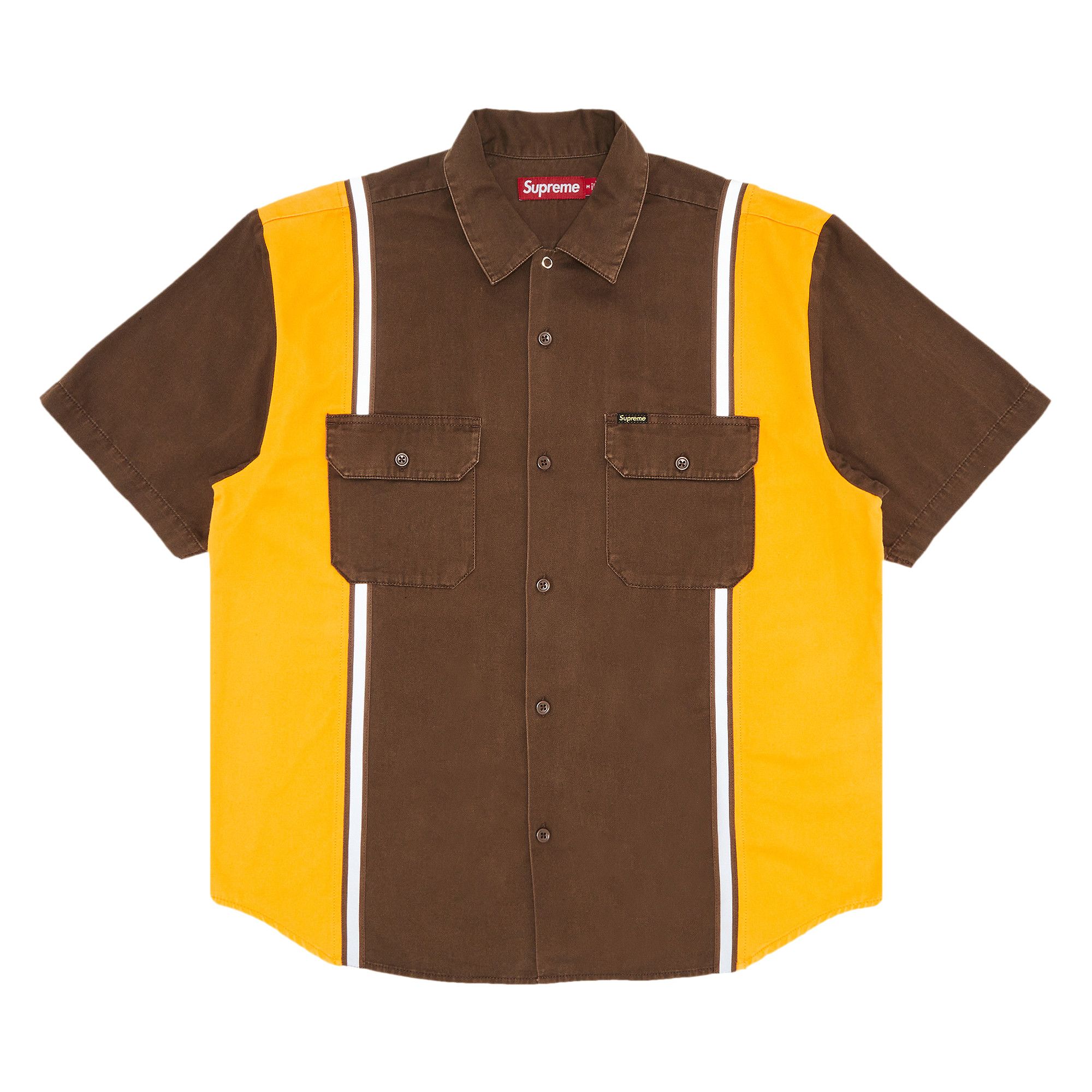 Buy Supreme Reflective Stripe Short-Sleeve Work Shirt 'Brown