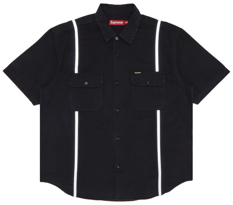 Supreme Reflective Stripe Short Sleeve Work Shirt Black