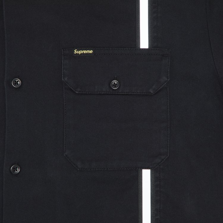 Supreme Reflective Stripe Short Sleeve Work Shirt Black
