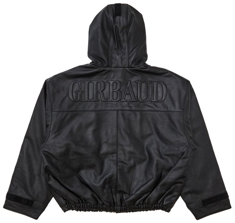 Supreme x Martithe  Francois Girbaud Hooded Leather Flight Bomber Jacket Black
