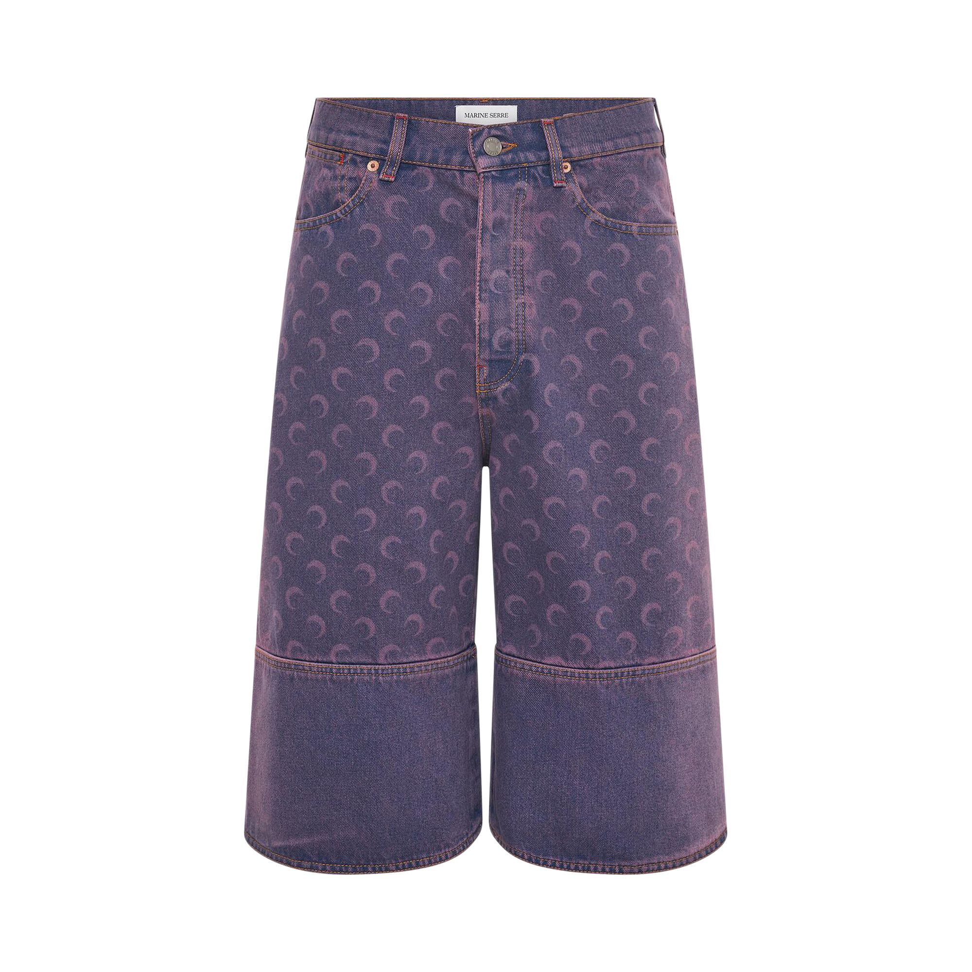 Buy Marine Serre Moon Laser Denim Bermudas 'Lavender' - USH004A