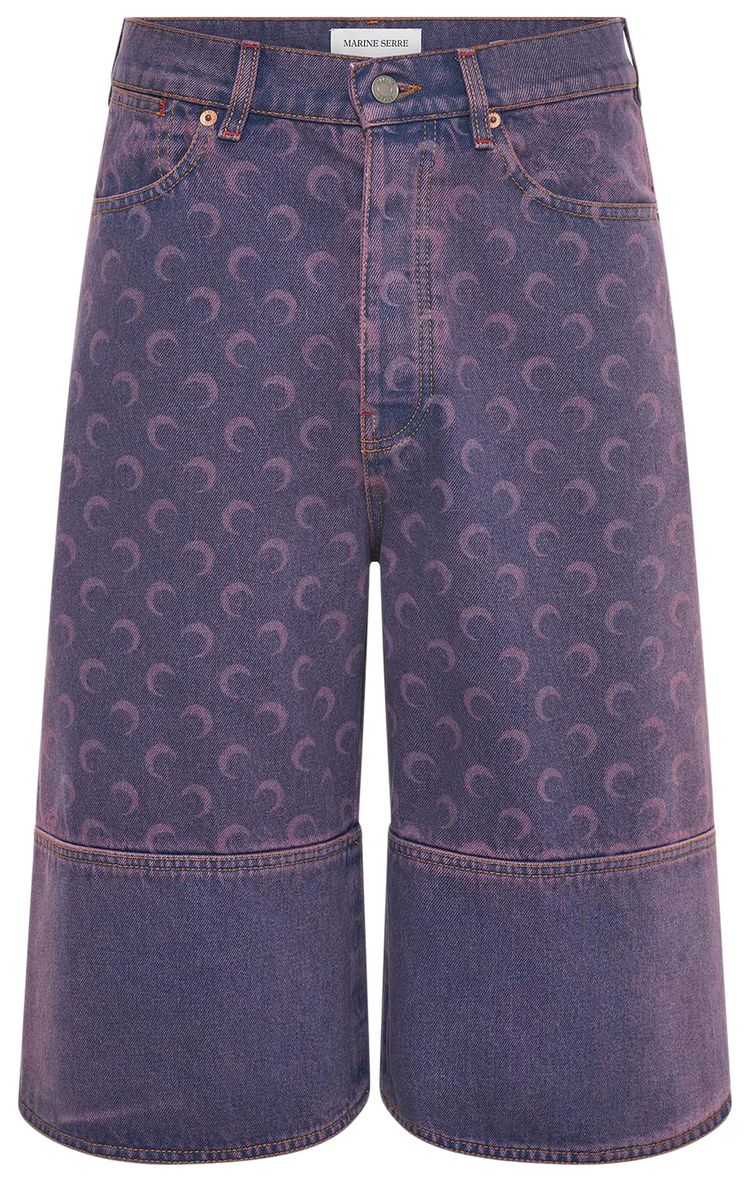 Marine Serre Moon Laser Denim Bermudas Lavender