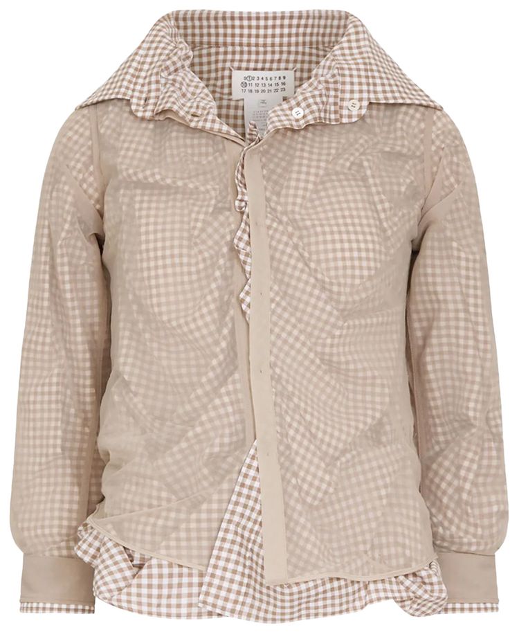 Maison Margiela Long Sleeve Shirt CamelTanWhite