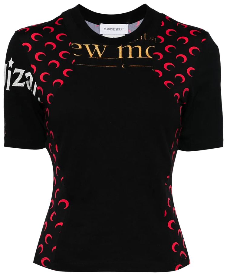 Marine Serre Regenerated Graphic Baby Fit T Shirt Black