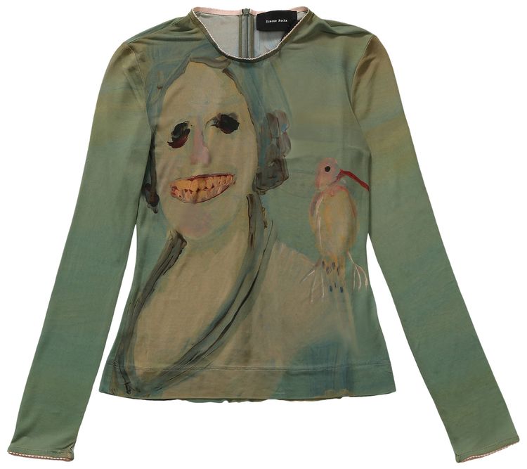 Simone Rocha Genieve Figgis Print Fitted Ballet Mesh Top Multicolor