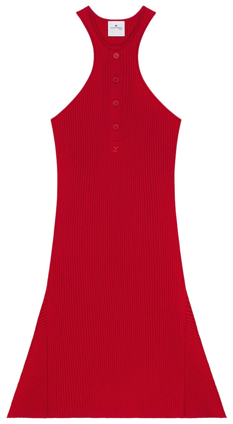 Courreges Scuba Rib Knit Dress Ruby