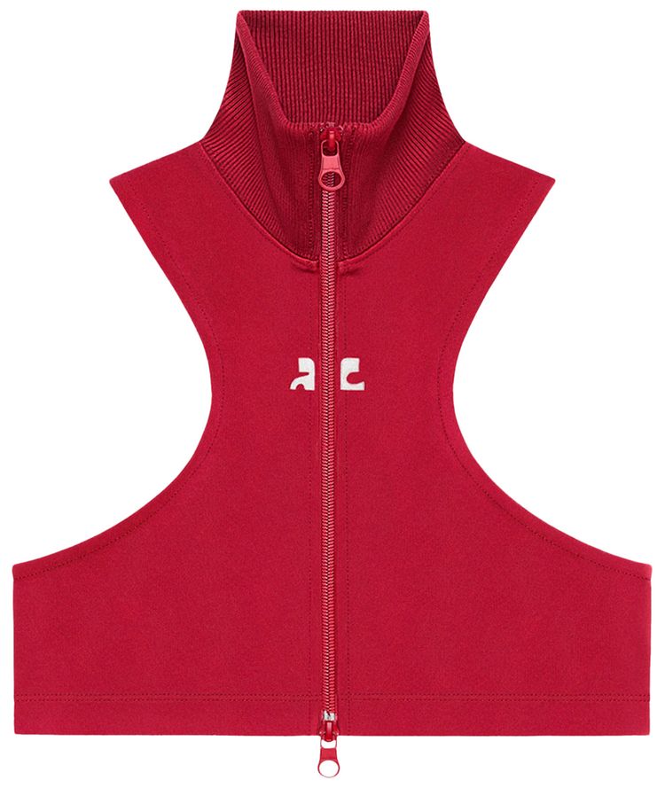 Courreges Scuba Tracksuit Interlock Cropped Jacket Ruby