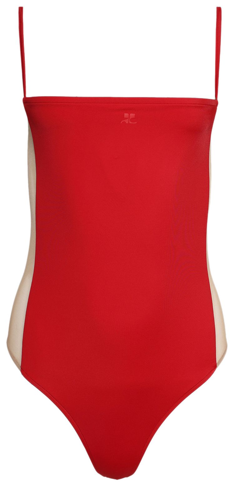 Courreges Illusion Square Swimsuit Ruby