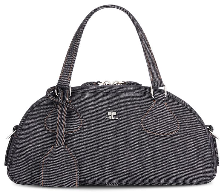 Courreges Friday Denim Bowling Baguette Bag Dark Heather Grey