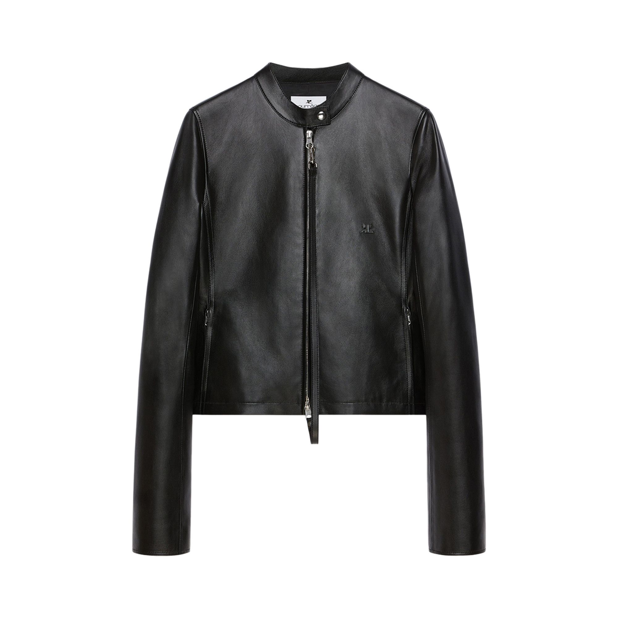 品質が City Courrèges Buy Zipped 'Black Jacket Biker Leather ジャケット・アウター