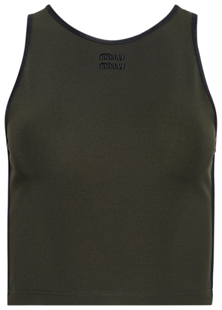 Miu Miu Viscose Blend Tank Top Military Green