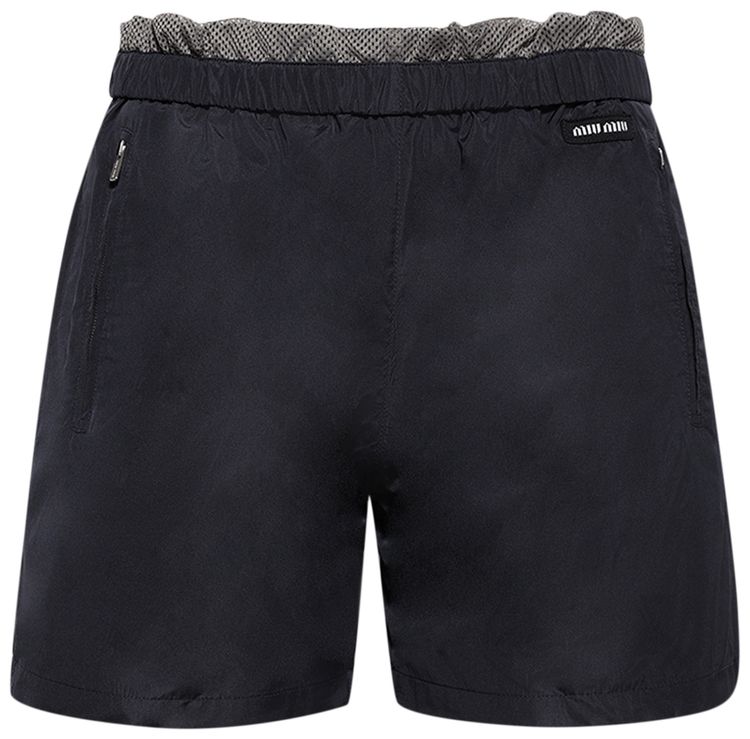 Miu Miu Technical Silk Bermuda Shorts Blue