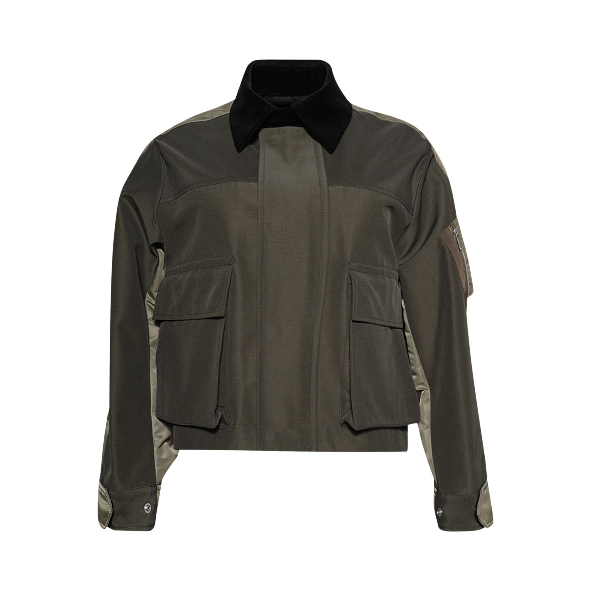 Buy Sacai Grosgrain Nylon Twill Blouson 'Khaki/Beige' - 25