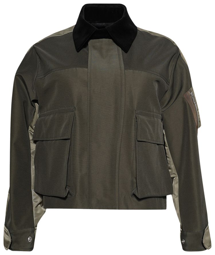 Sacai Grosgrain Nylon Twill Blouson KhakiBeige