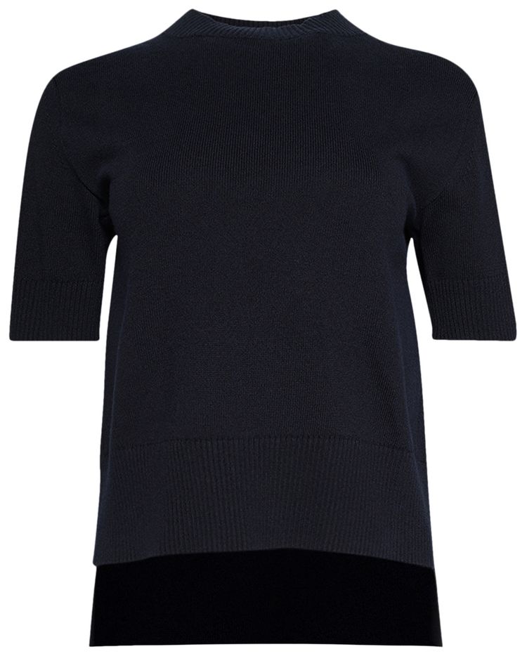 Sacai Poplin Knit Pullover Navy Blue Stripe