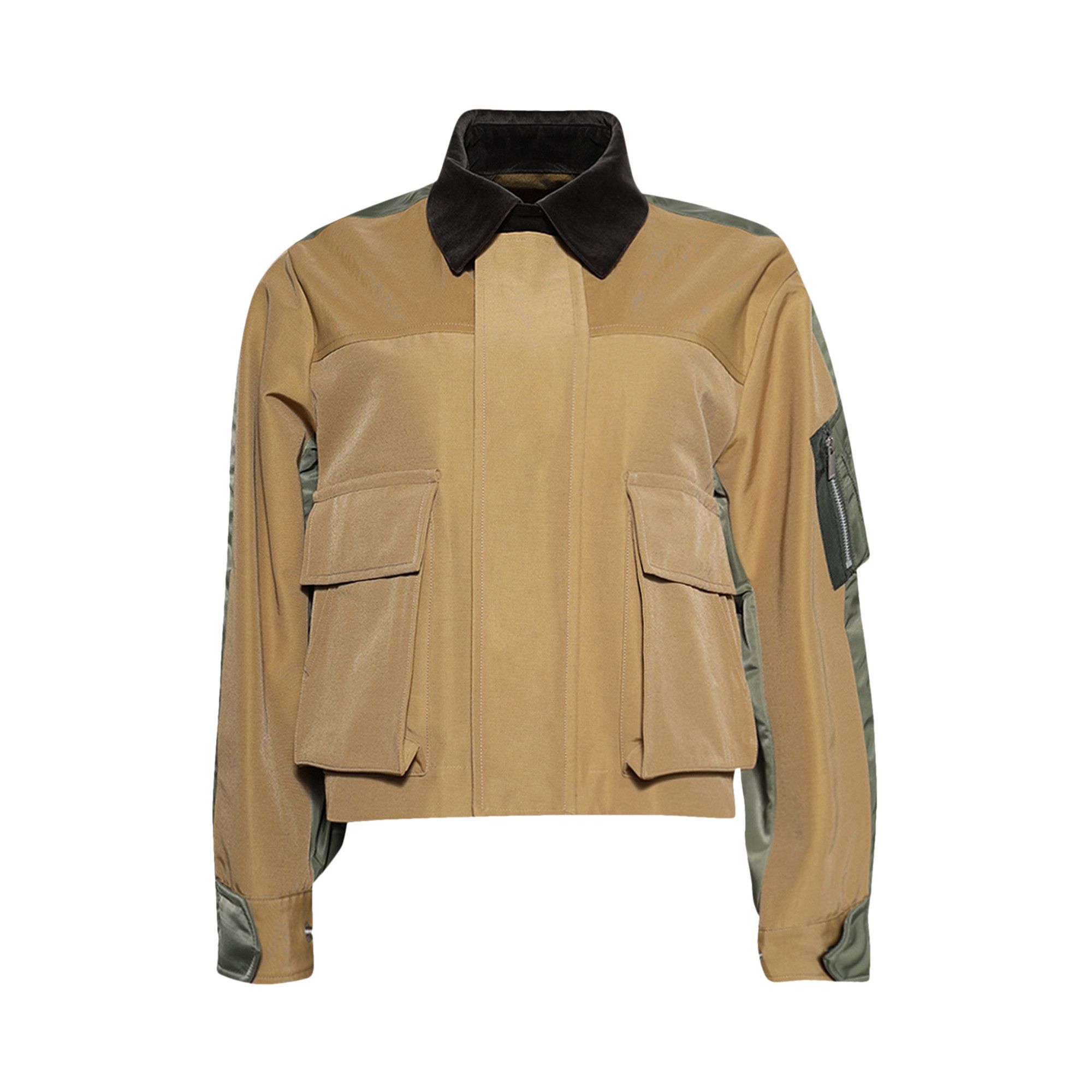 Buy Sacai Grosgrain Nylon Twill Blouson 'Beige/Khaki' - 25