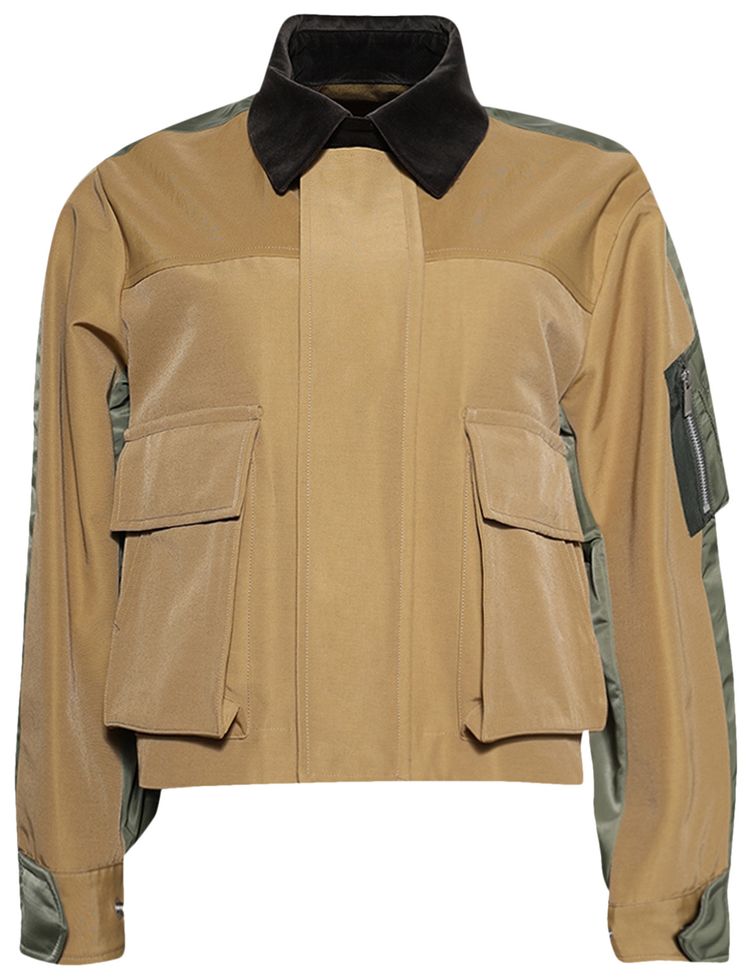 Sacai Grosgrain Nylon Twill Blouson BeigeKhaki