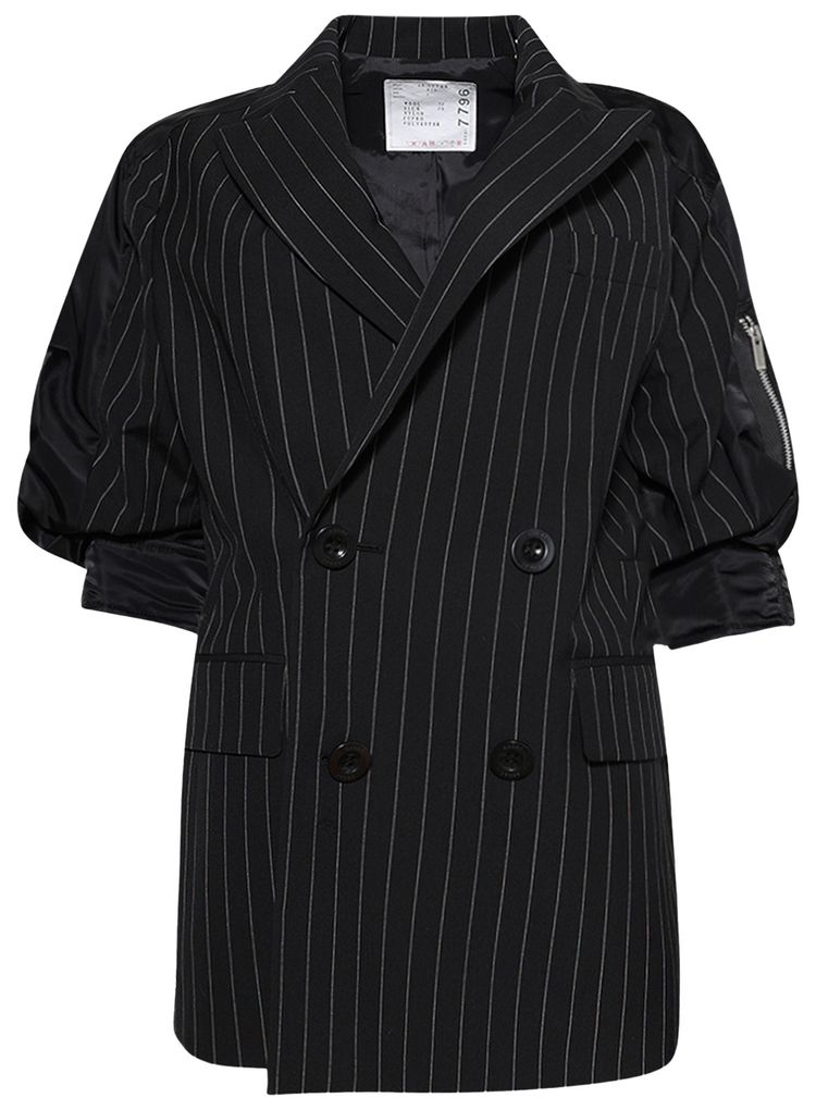 Sacai Wool Silk Suiting Nylon Twill Jacket Black Stripe